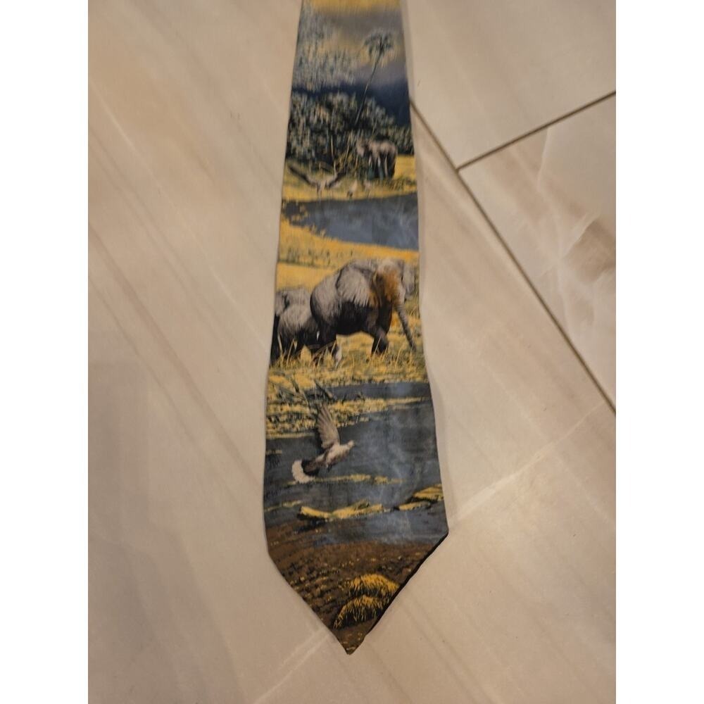 ENDANGERED SPECIES Mens 100% Silk Bird Theme NECK TIES Elephant USA
